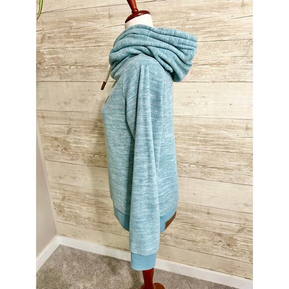 Naketano Darth Cerulean Blue Heather Pullover Sweater Cowlneck Hoodie Sz S - Picture 2 of 5